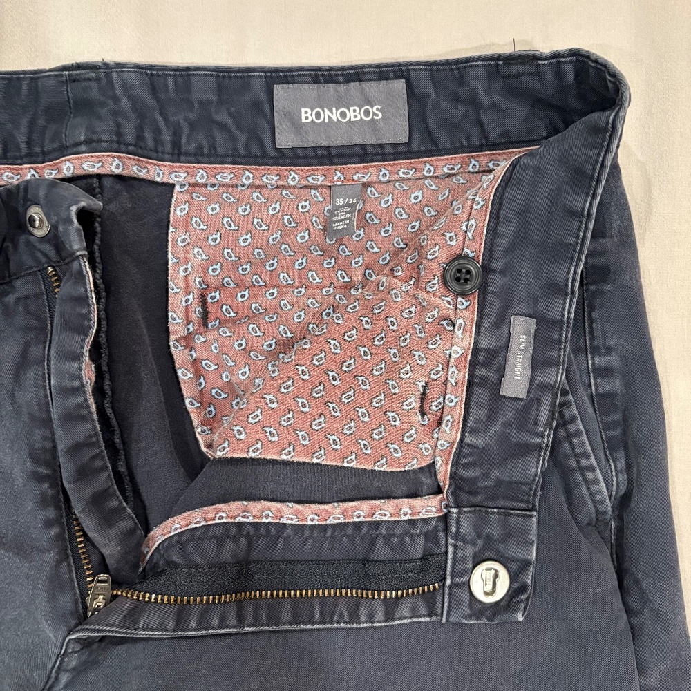 35x34 Bonobos Slim Straight Washed Chinos, Jet Blue